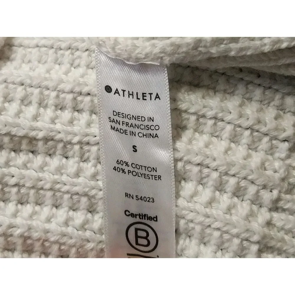 Athleta Teton‎ Vneck Chunky Knit Sweater Small Grey